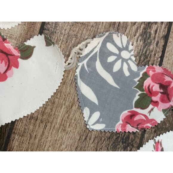 Valentine Heart Banner Bunting Vintage Linens Wedding Shower - Picture 5 of 5